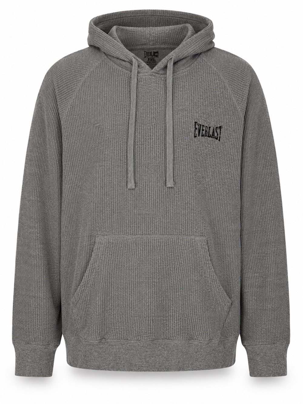 Everlast Waffle Knit Hoodie XXL Gray Pullover Athletic Casual Oversized
